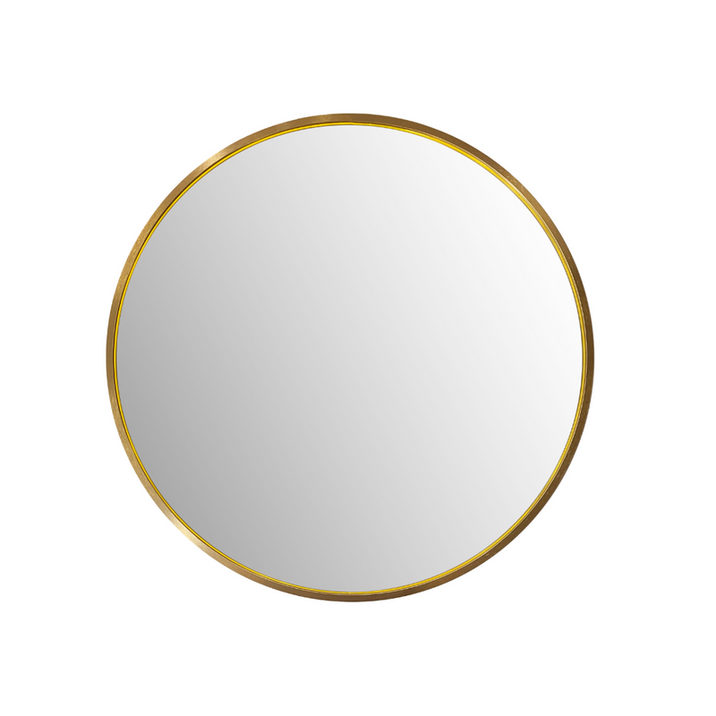 Round Aluminum-Framed Bathroom Mirror with Brush Gold Finish