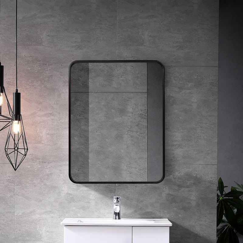 Brushed Black Aluminum Framed Rectangular Bathroom Mirror