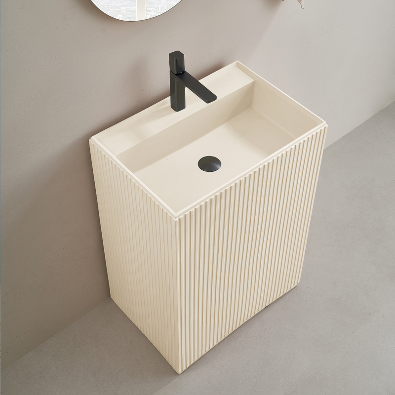 Rectangular Artifical Stone Freestanding Washbasin - Elegant and Practical Addition to Your Bathroom