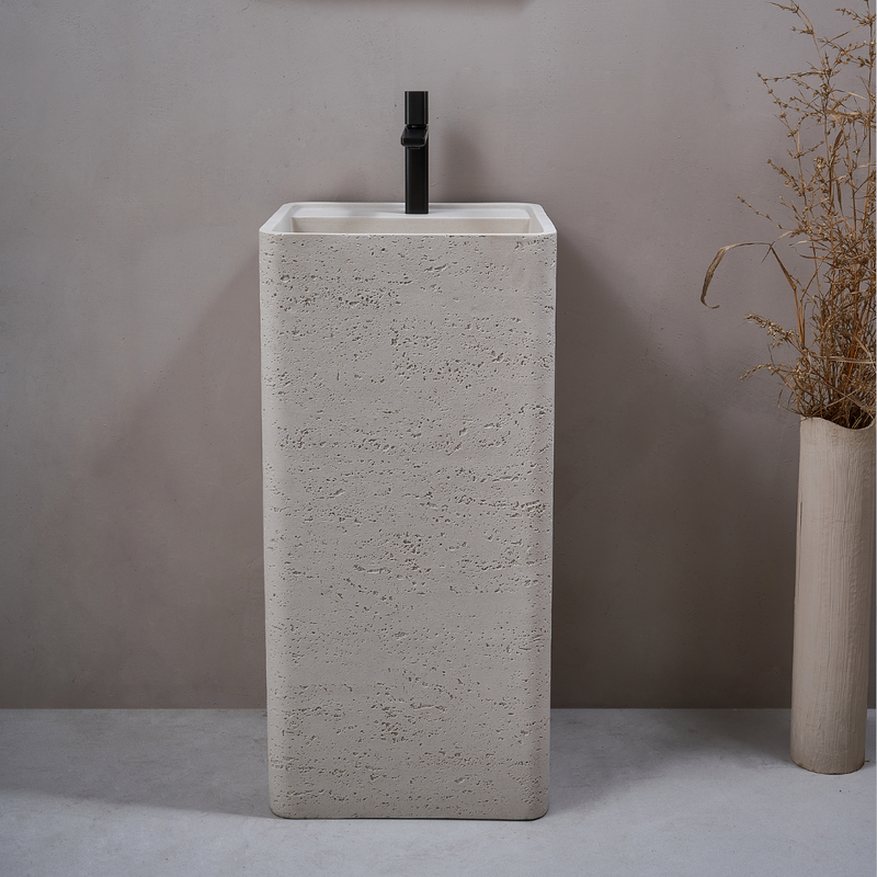 Premium Square Artificial Stone Freestanding Washbasin