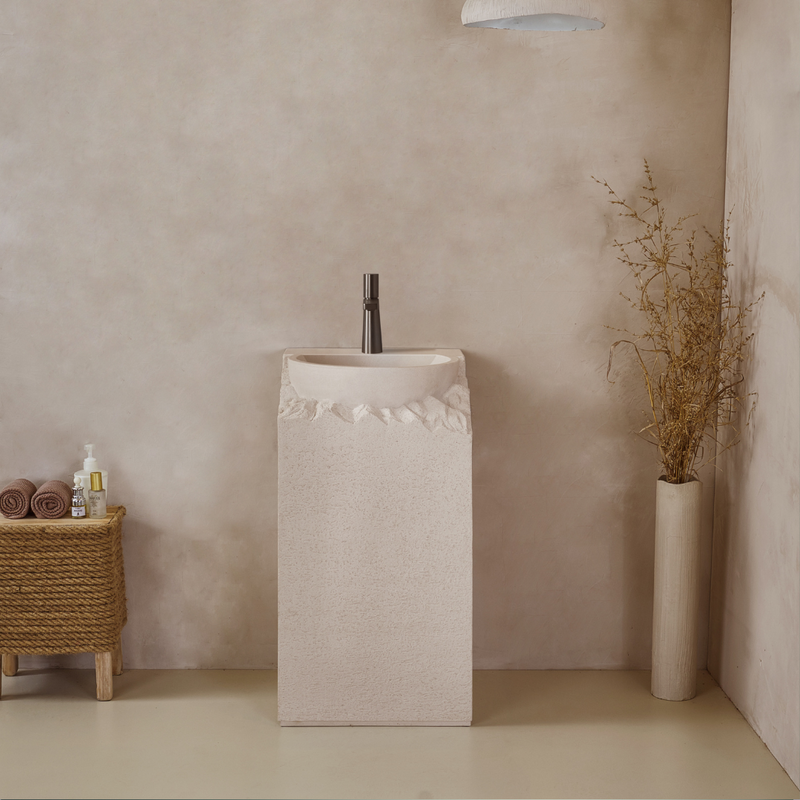 Contemporary Square Tone: Artifical Stone Freestanding Wash Basin - Elevate Your Bathroom with Style and Elegance!