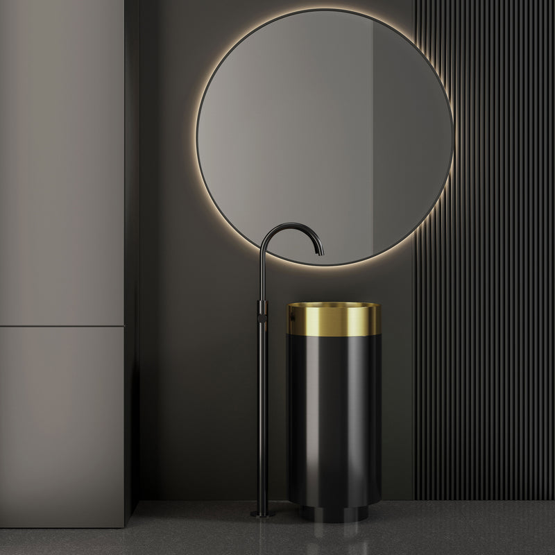 Versatile Beauty: Stainless Steel pedistal Washbasin in Dual-Tone - Elevate Your Bathroom with Modern Elegance