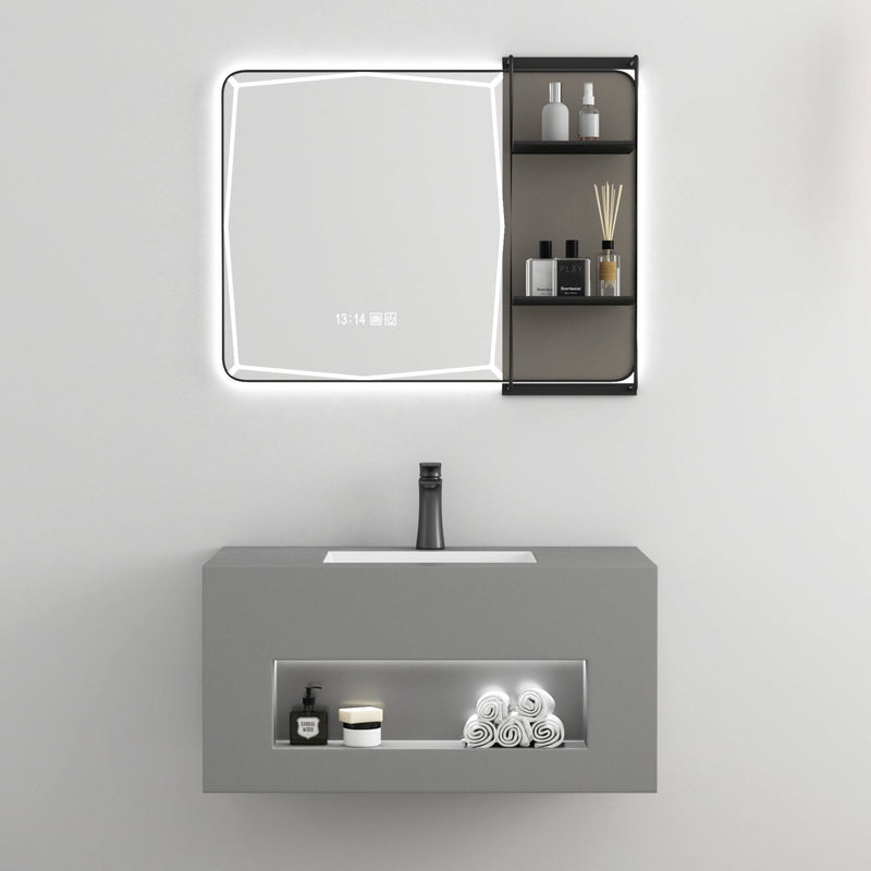 Rockslate Bathroom Vanity Set: Sintered Stone Construction with LED Mirror