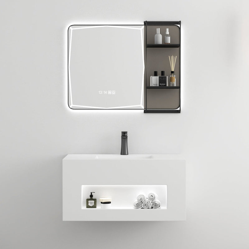 Rockslate Bathroom Vanity Set: Sintered Stone Construction with LED Mirror - Elegant and Modern Design