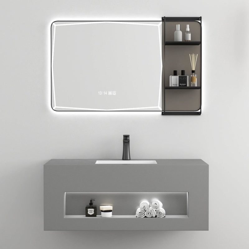 Rockslate Bathroom Vanity Set: Sintered Stone Construction with LED Mirror