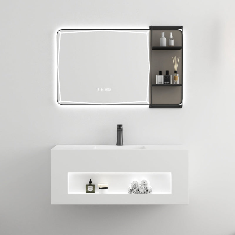 Rockslate Bathroom Vanity Set: Sintered Stone Construction with LED Mirror - Elegant and Modern Design