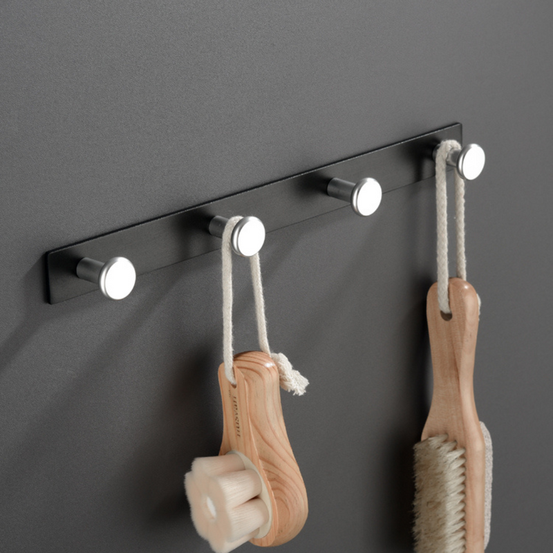 Modern Wall-Mounted Bathroom Hooks – Premium Aluminium, Anti-Rust, Black & Matte Chrome