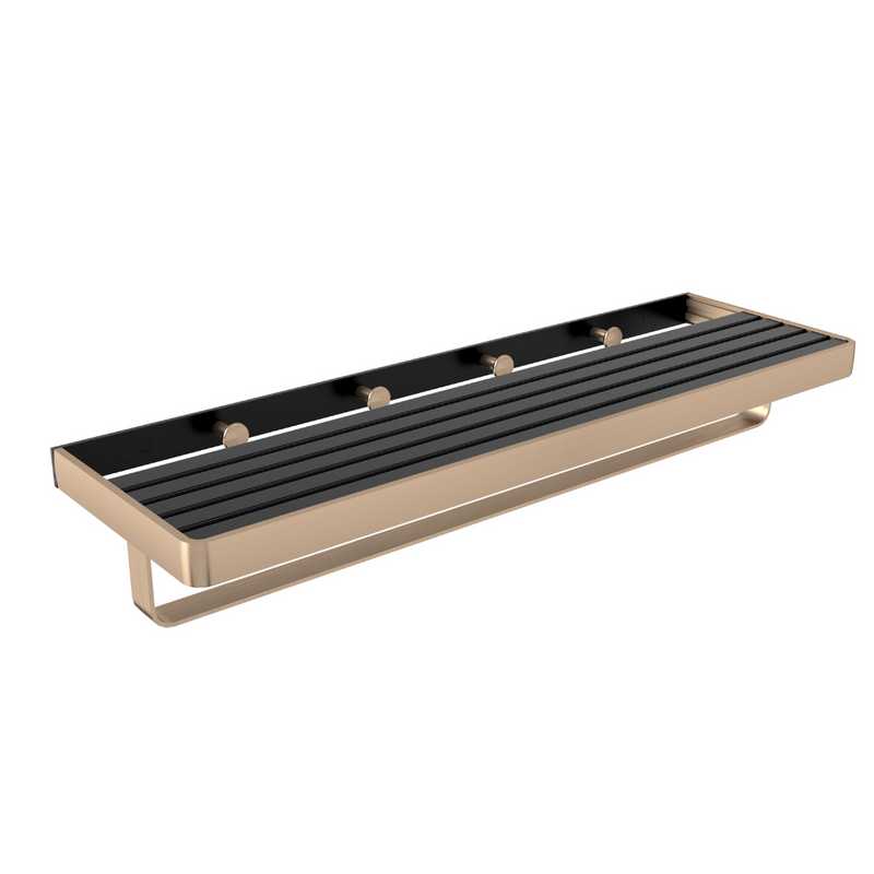Premium Rust-Proof Matte Brushed Rose Gold Towel Rack with Hooks – High-Grade Aluminium Bathroom Organizer