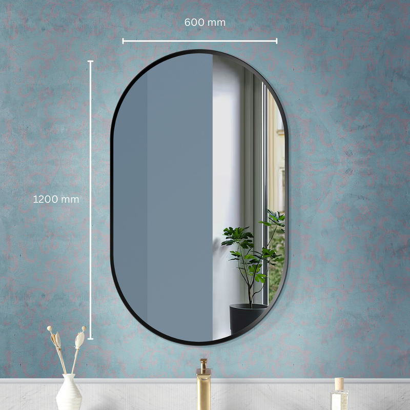 Oval Shape Black Aluminum Frame Bathroom Mirror - Enhance Your Bathroom Décor with Style