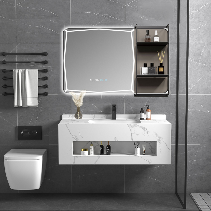Rockslate Bathroom Vanity: Elegant Sintered Stone Design with LED Mirror - Perfect for Your Stylish Bath Space!