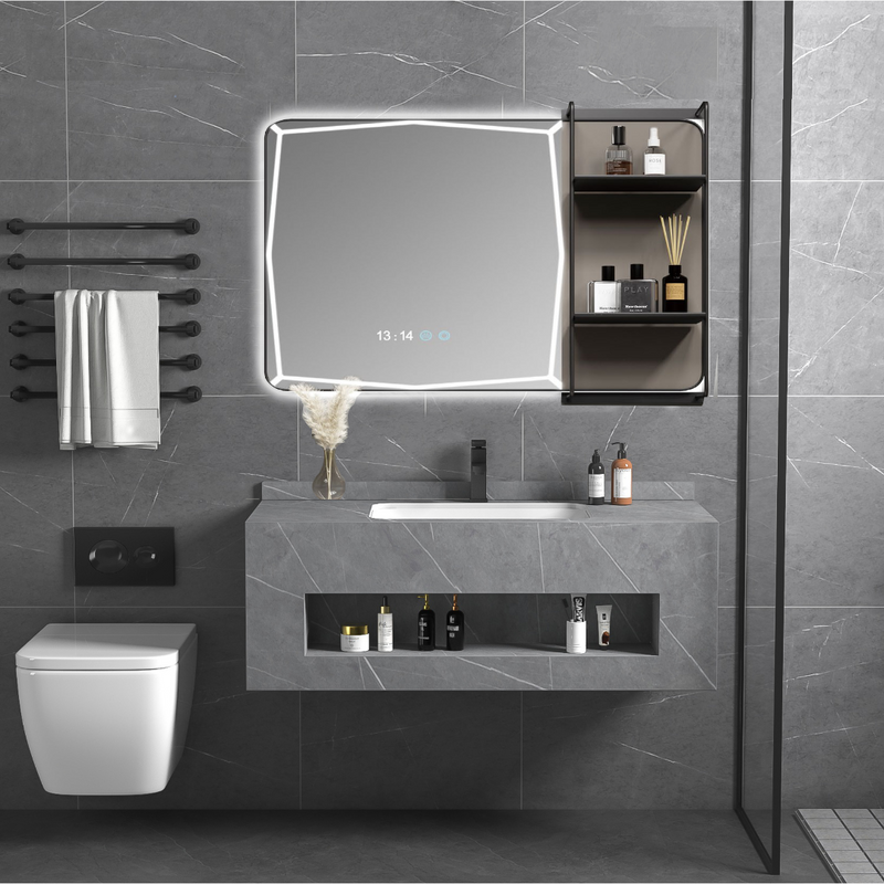Rockslate Bathroom Vanity Set: Sintered Stone Construction with LED Mirror