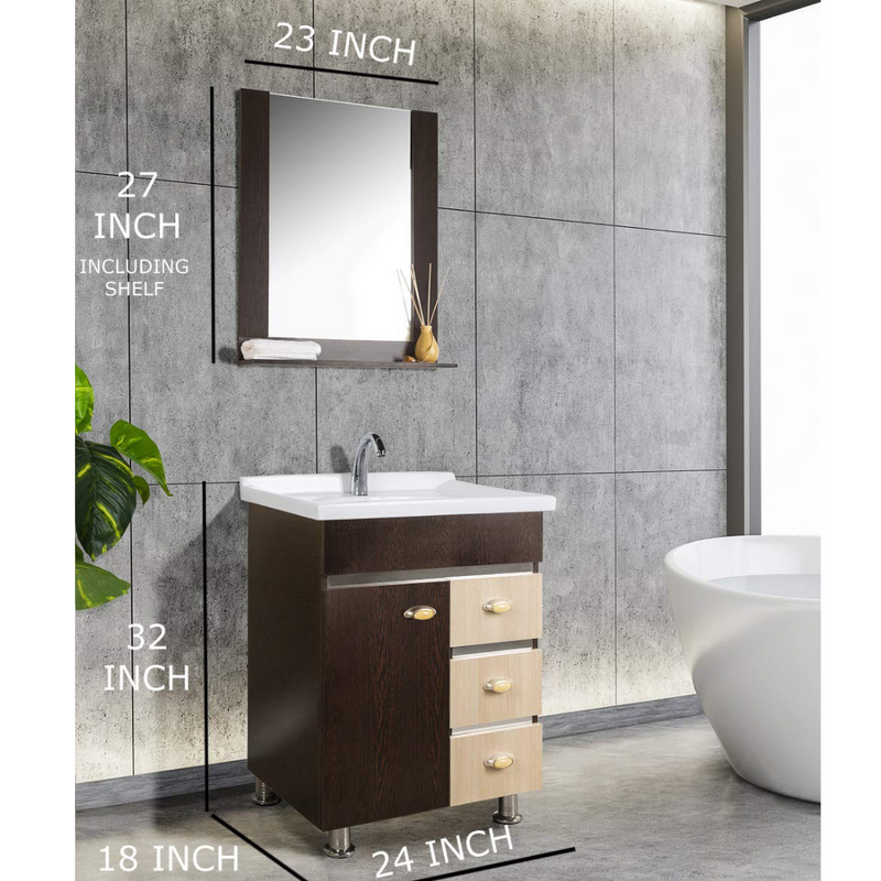 FUAO Sanitaryware Cocoa Brown color bathroom single sink vanity WVC-7016