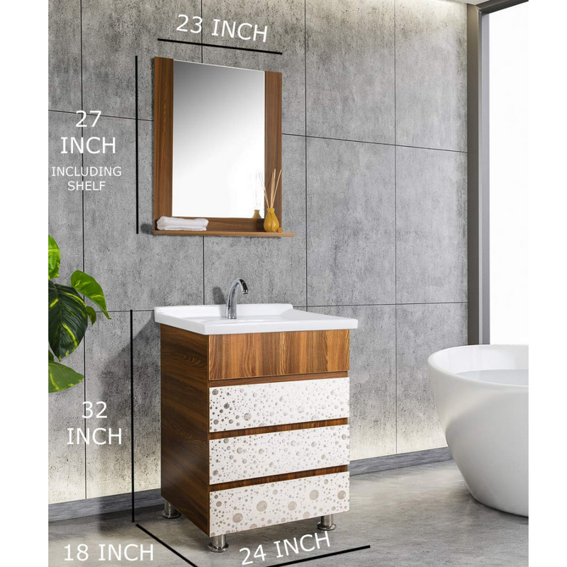 FUAO Sanitaryware Dominant Brown with bubble print bathroom vanity WVC-7002