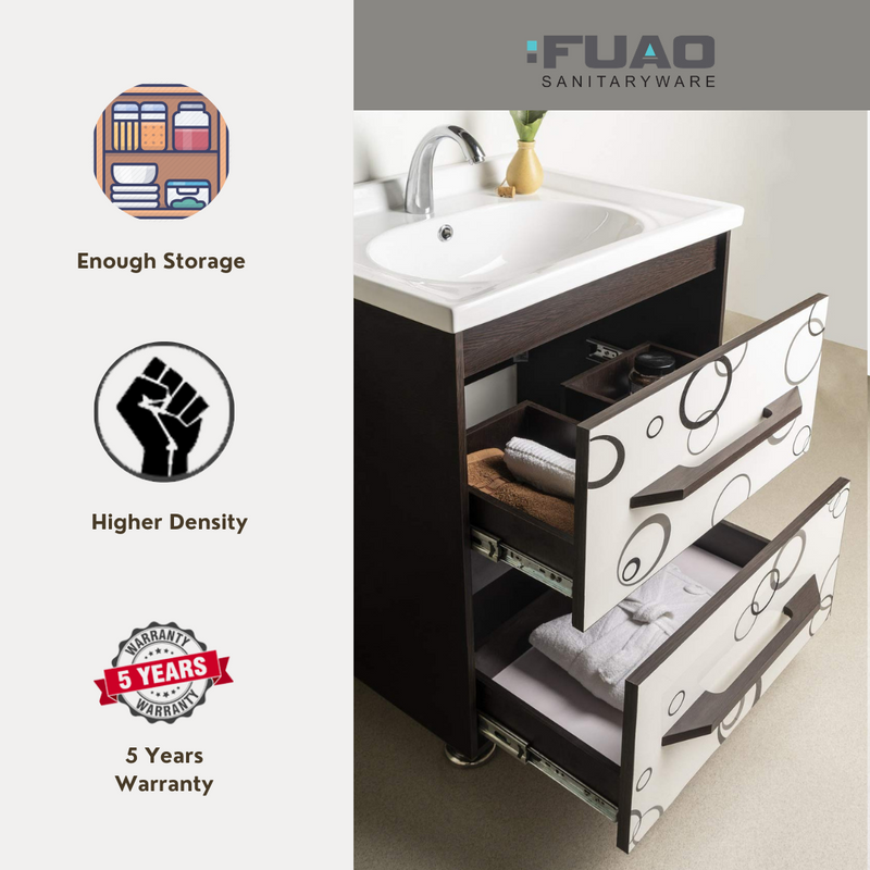 FUAO Sanitaryware Dark brown color with white varnishing bathroom vanity unit WVC-7010