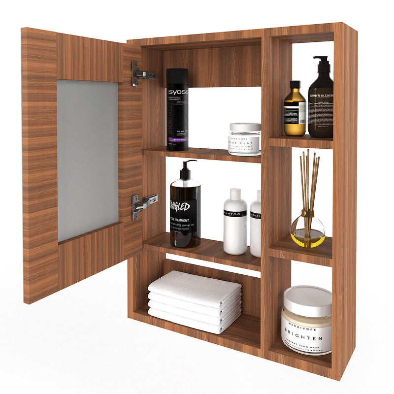 FUAO Sanitaryware Single Door Six Compartment bathroom mirror cabinet MCB-6006
