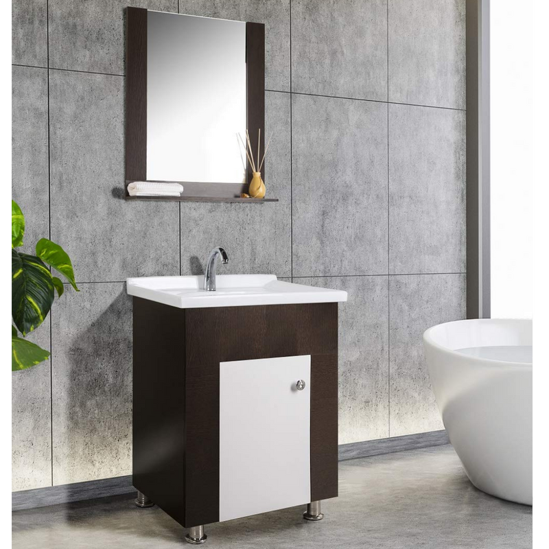  Dark brown and white color bathroom vanity