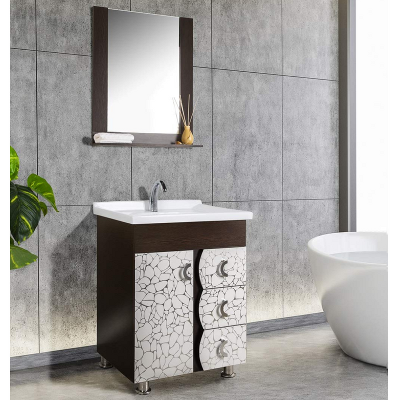white bathroom single sink vanity