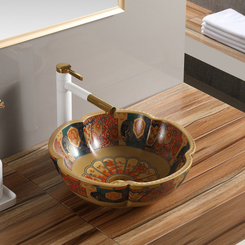 table top wash basin designs of flower